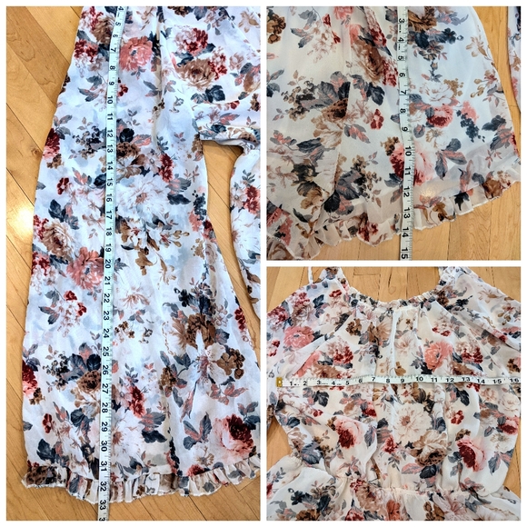 Flowy, Floral, Bell Sleeve Backless Romper - Picture 4 of 7